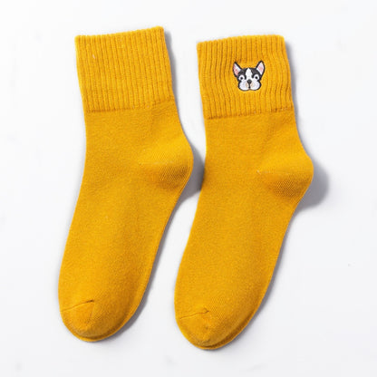 Cotton Sock Dog Embroidery Cute Socks